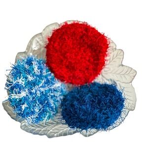 HAND CRAFTED Colorful Crocheted 3 Reusable Polyester Exfoliating Scrubbing Pads